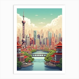 Shanghai Pixel Art 1 Art Print