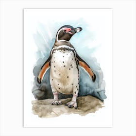 Humboldt Penguin Half Moon Island Watercolour Painting 2 Art Print