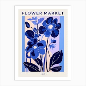 Blue Flower Market Poster Iris 4 Art Print