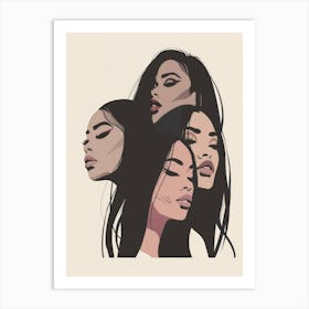 Three Girls With Long Hair Art Print