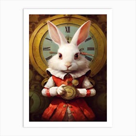 Alice In Wonderland The White Rabbit Kitsch 4 Art Print