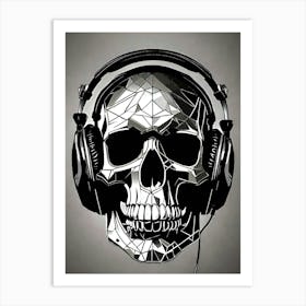 Skull With Headphones 100 Art Print