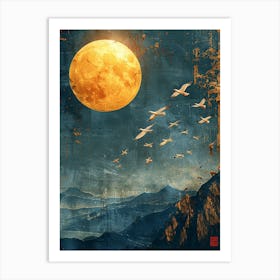 Moon And Birds Art Print