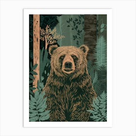 Brown Bear In The Forest Art Print