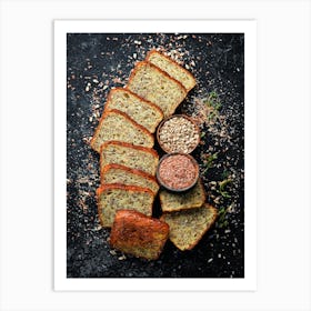 Bread, rye bread — Food kitchen poster/blackboard, photo art Art Print