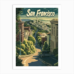 Aihrgdesign A Mid Century Modern Travel Poster For San Francisco Art Print