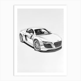 Audi R8 Line Drawing 11 Art Print