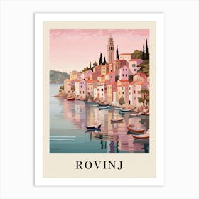 Rovinj Croatia 2 Vintage Pink Travel Illustration Poster Art Print
