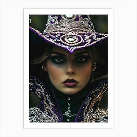 Gorgeous woman with sparkle hat witch vibes Art Print