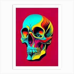 Skull With Tattoo Style Artwork Primary Colours 3 Pop Art Art Print