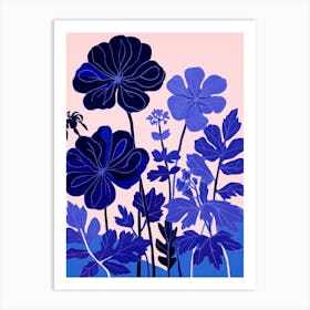 Blue Flower Illustration Geranium 3 Art Print