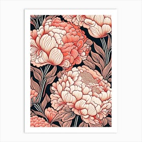 Coral Charm Peonies 2 Drawing Art Print