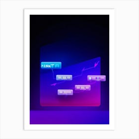 Abstract Navigation Arrows Digital Interface Design Fluid Lines Intersecting Gradient Colors Shif (3) Art Print