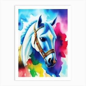 watercolor canva horse Art Print