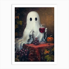 Ghost With A Glass Of Wine Art Print