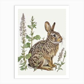 Beveren Blockprint Rabbit Illustration 7 Art Print