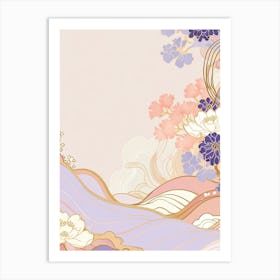 Asian Floral Background Vector Art Print