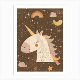 Unicorn Rainbow Doodle Illustration 2 Art Print