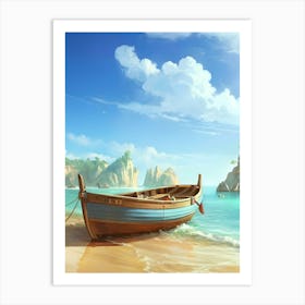 Of A Boat On The Beach Art Print