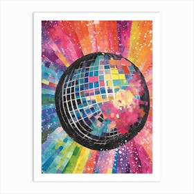 Disco Ball Colourful Painting 1 Art Print