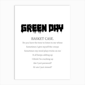 Green Day Basket Case Art Print