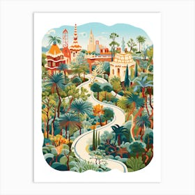 Park Gell Spain Modern Illustration  Art Print