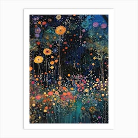 Gustav Klimt Print Night Garden Klimt Poster Klimt Exhibition Poster Painting Flower Garden Full Art Print