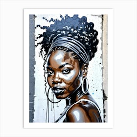 Graffiti Mural Of Beautiful Black Woman 349 Art Print