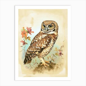 Spotted Owl Vintage Illustration 1 Art Print