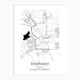 Eindhoven,Netherlands Minimalist Map Art Print