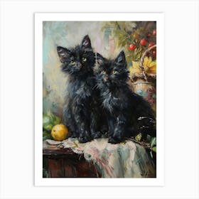 Two Black Cats Rococo Inspired Painting 4 Art Print