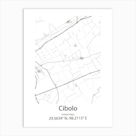 Cibolo,United States Minimalist Map 1 Art Print