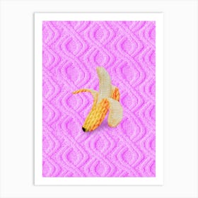 Fruity knits - Banana Pink Art Print