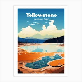 Yellowstone National Park Hot Spring Modern Travel Art Art Print