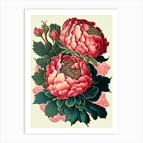 Coral Charm Peonies 2 Vintage Botanical Art Print