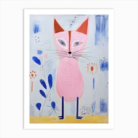 Playful Illustration Of Red Fox Bear For Kids Room 1 Art Print