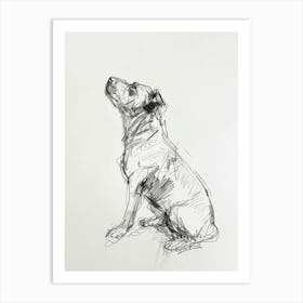 Minimalist Dog Charcoal Line Art Print