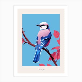 Minimalist Blue Jay 1 Bird Poster Art Print