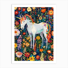 Floral Modern Fauvism Unicorn 3 Art Print