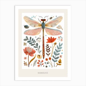 Colourful Insect Illustration Damselfly 12 Poster Art Print