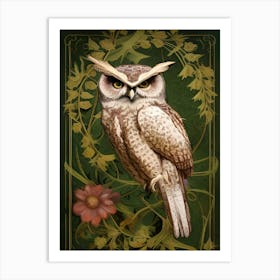 Artistic Owl Vines Plants Flower Decoration Ornate Formal Gothic Decorative Art Print