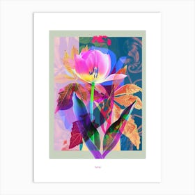 Tulip 4 Neon Flower Collage Poster Art Print