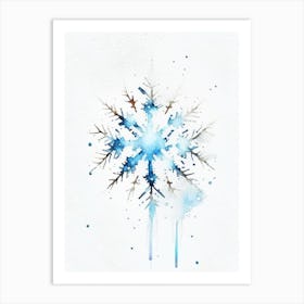 Crystal, Snowflakes, Minimalist Watercolour 4 Art Print