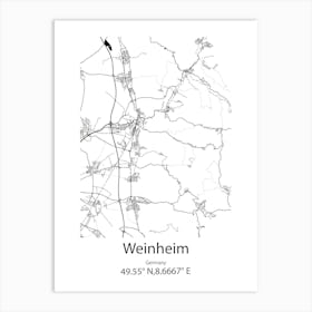 Weinheim,Germany Minimalist Map Art Print