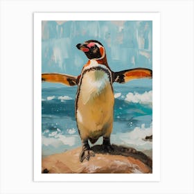 Galapagos Penguin Cuverville Island Colour Block Painting 2 Art Print