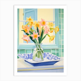 A Vase With Daffodil, Flower Bouquet 1 Art Print