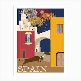 Travel Poster Spain Bulls Art Print