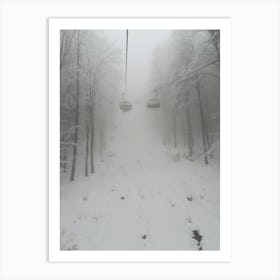 Ski Lift In The Snow Art Print