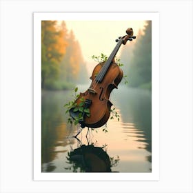 Violin In Water Art Print