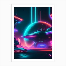 Intergalactic Neon Nights Space Art Print
